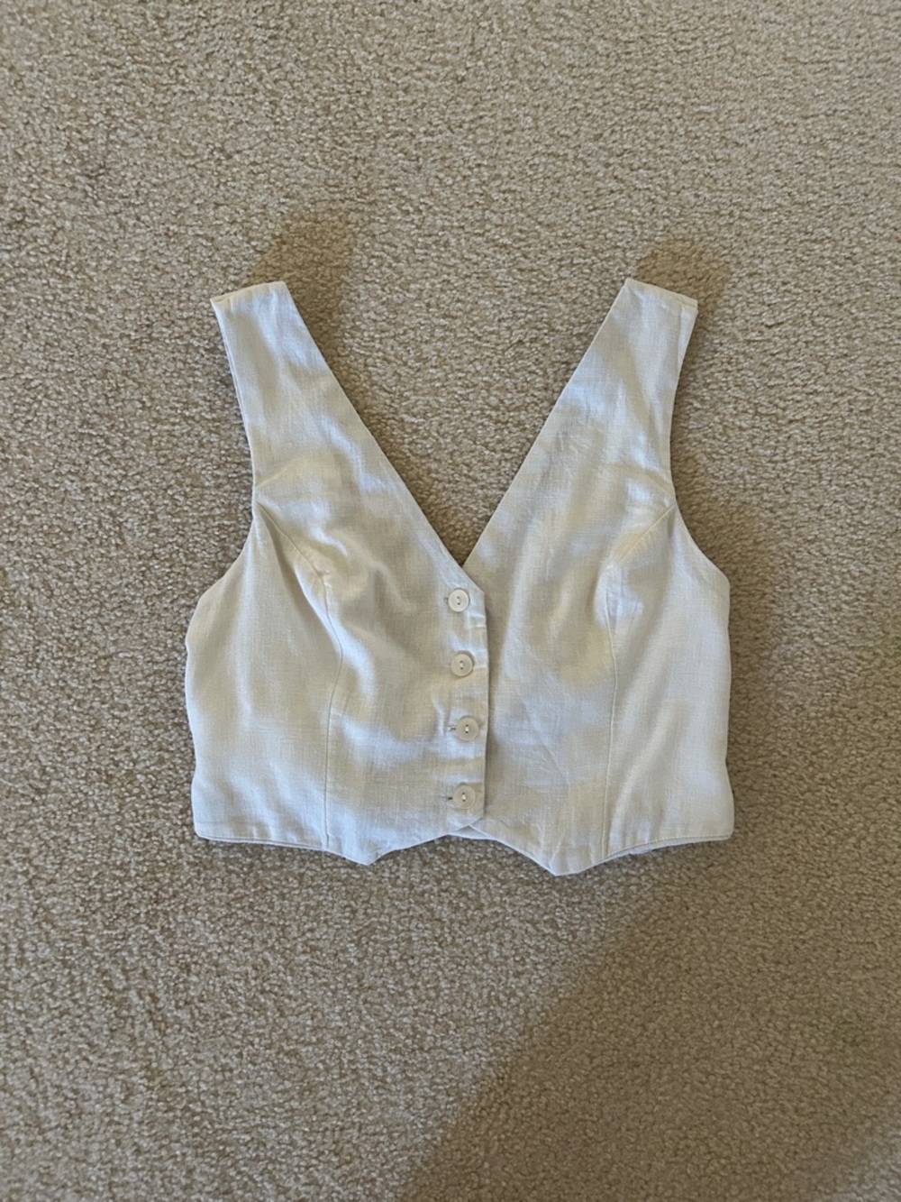 Abercrombie & Fitch White Button V-Neck Crop Top